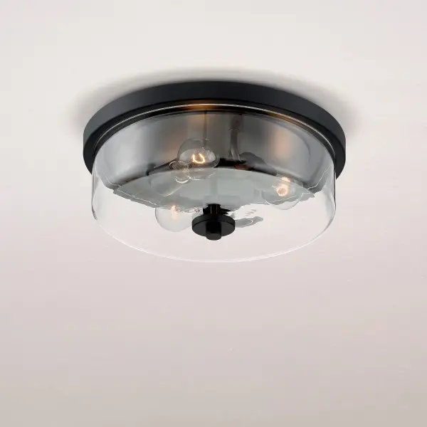 Sommerset 3-Light Flush Mount in Matte Black with Clear Glass - Image 6