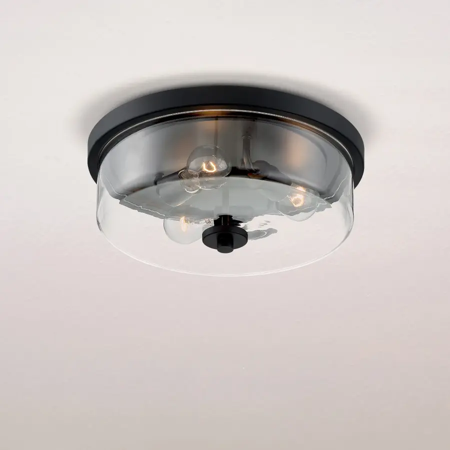 Sommerset 3-Light Flush Mount in Matte Black with Clear Glass - Image 6