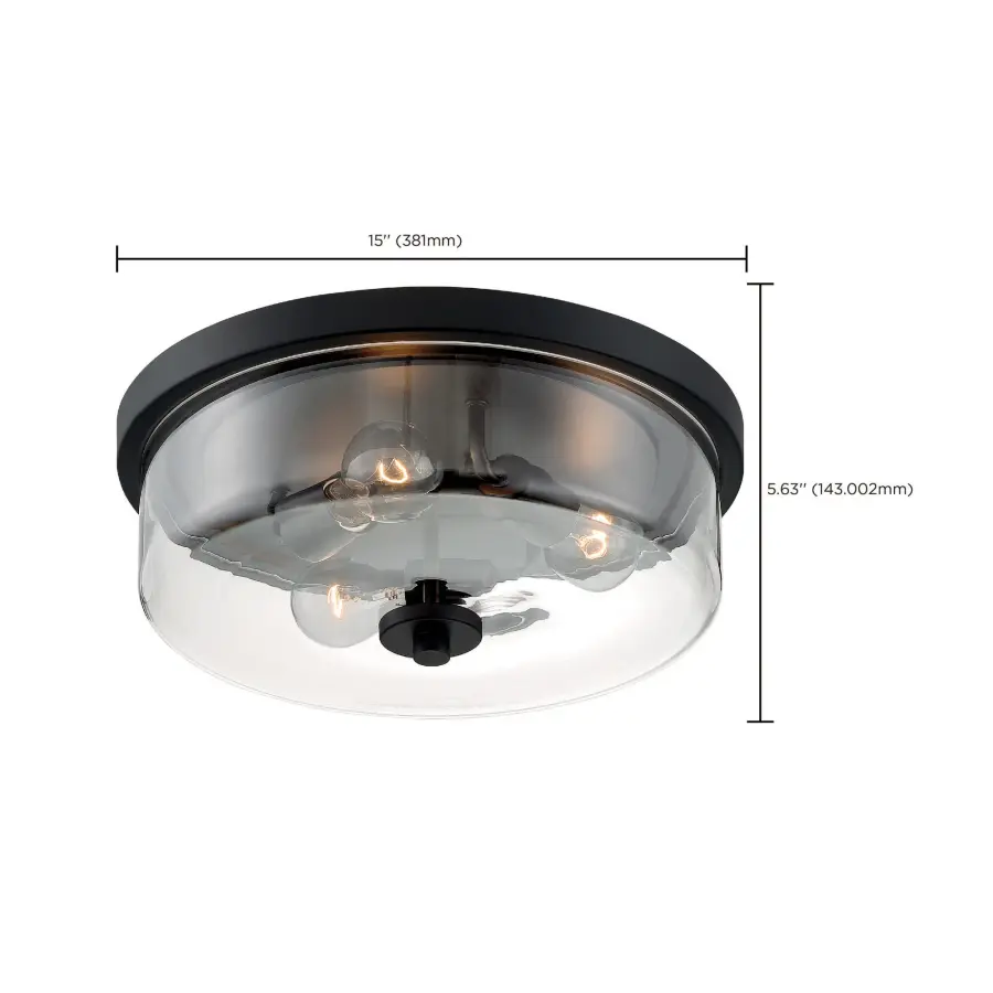 Sommerset 3-Light Flush Mount in Matte Black with Clear Glass - Image 7