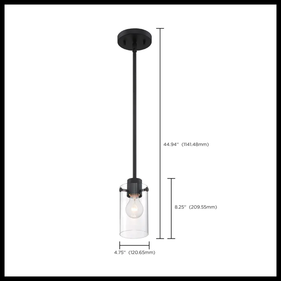 Sommerset Mini Pendant - Matte Black with Clear Glass - Image 6
