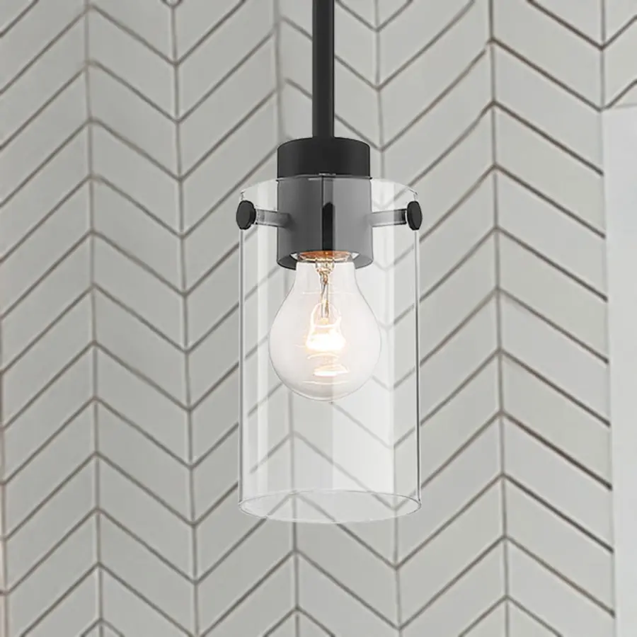 Sommerset Mini Pendant - Matte Black with Clear Glass - Image 10