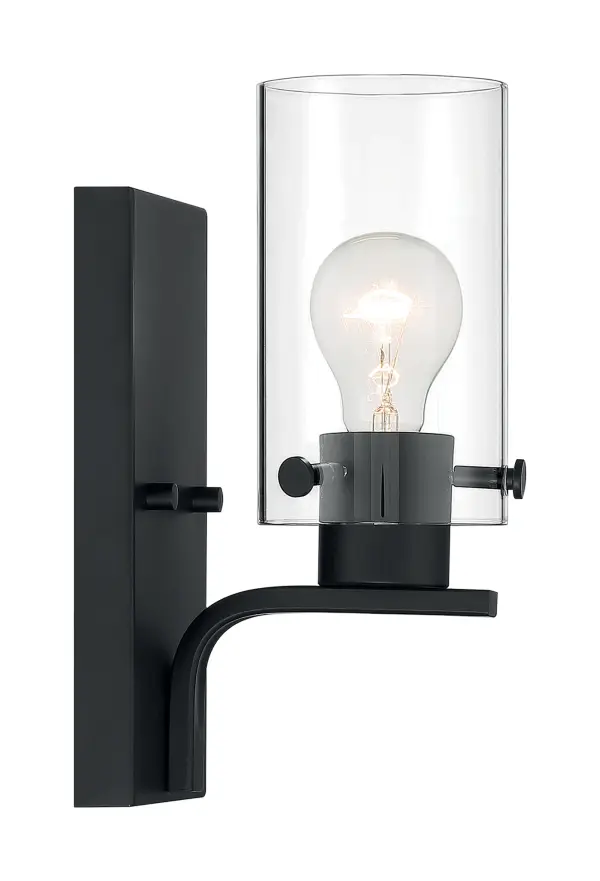 Sommerset 1-Light Vanity Fixture in Matte Black with Clear Glass - Image 4