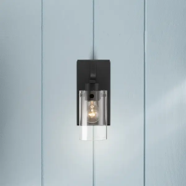 Sommerset 1-Light Vanity Fixture in Matte Black with Clear Glass - Image 7
