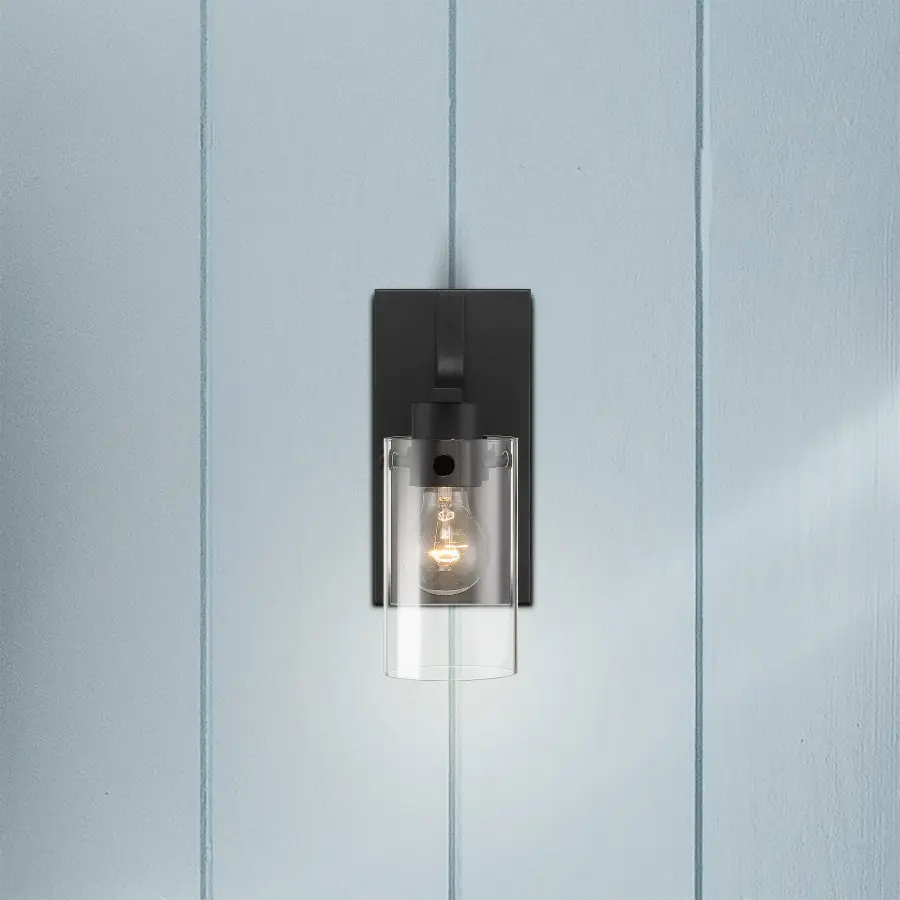Sommerset 1-Light Vanity Fixture in Matte Black with Clear Glass - Image 7