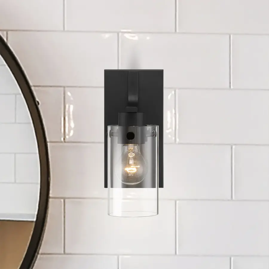 Sommerset 1-Light Vanity Fixture in Matte Black with Clear Glass - Image 9