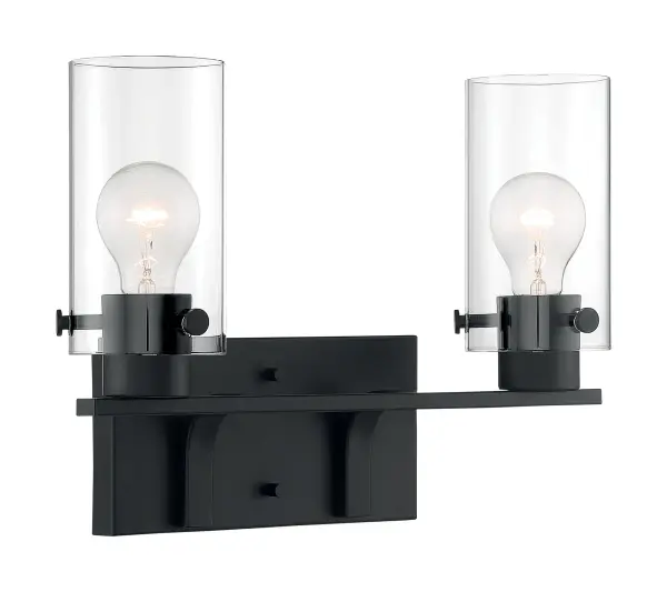 Sommerset 2-Light Vanity Fixture in Matte Black with Clear Glass - Image 2