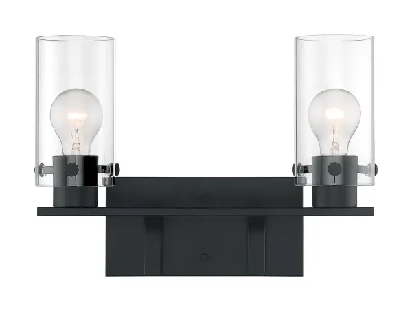Sommerset 2-Light Vanity Fixture in Matte Black with Clear Glass - Image 3