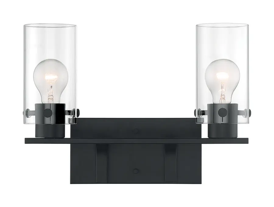 Sommerset 2-Light Vanity Fixture in Matte Black with Clear Glass - Image 3