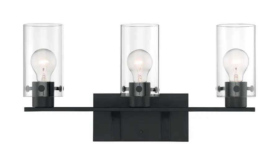 Sommerset 3-Light Vanity Fixture in Matte Black with Clear Glass - Image 3