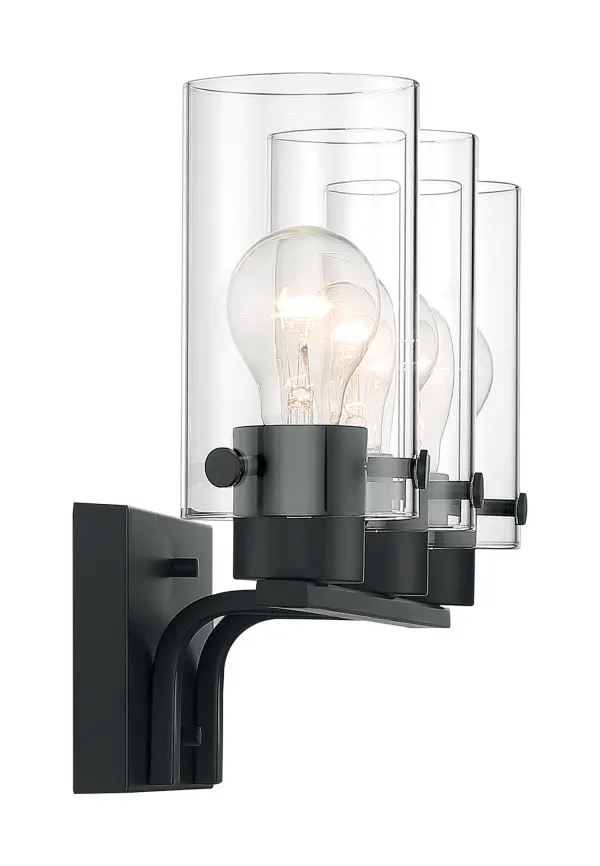 Sommerset 3-Light Vanity Fixture in Matte Black with Clear Glass - Image 4