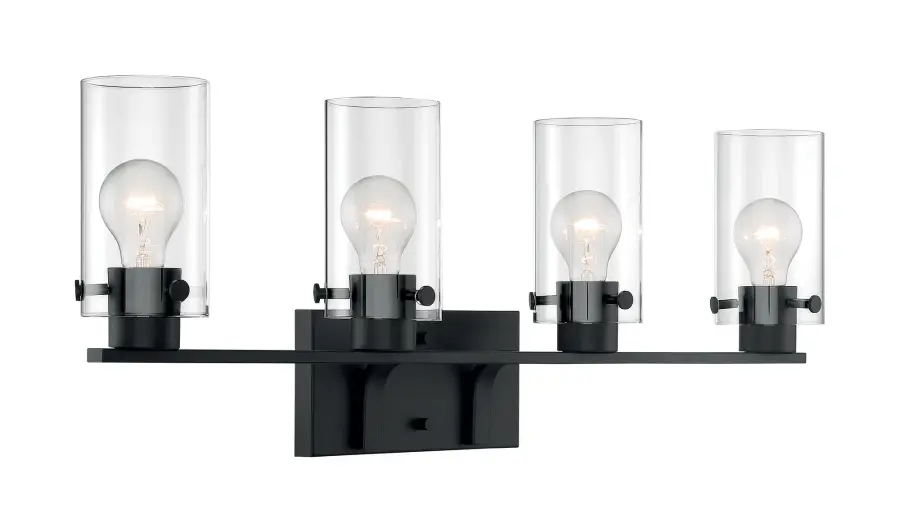 Sommerset 4-Light Vanity Fixture in Matte Black with Clear Glass - Image 1