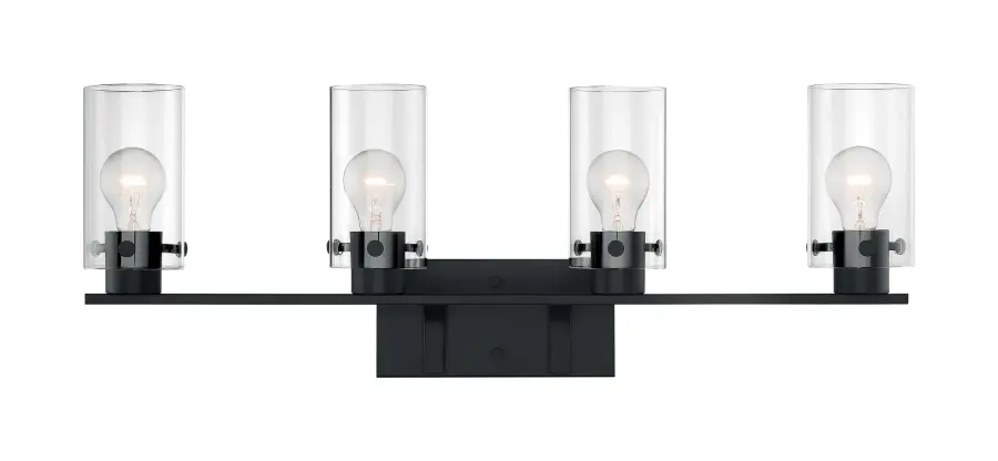 Sommerset 4-Light Vanity Fixture in Matte Black with Clear Glass - Image 3