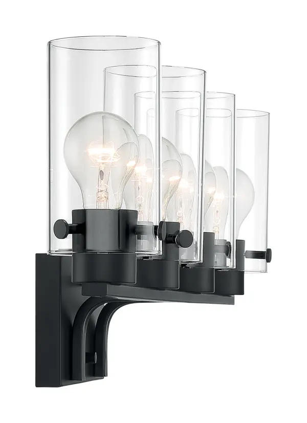 Sommerset 4-Light Vanity Fixture in Matte Black with Clear Glass - Image 4