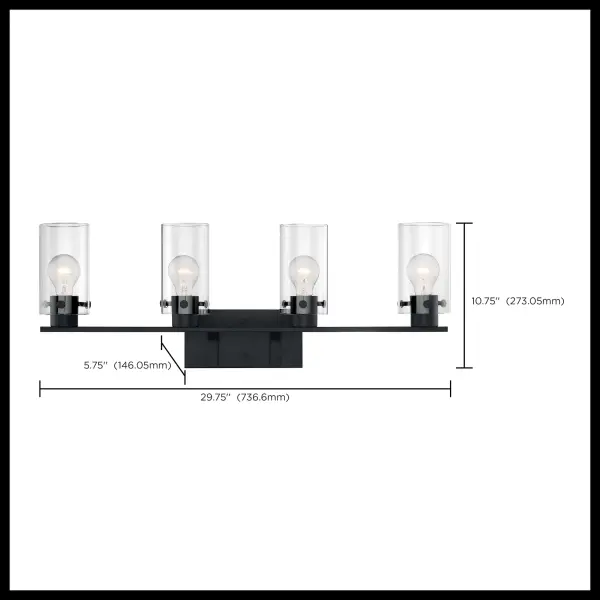 Sommerset 4-Light Vanity Fixture in Matte Black with Clear Glass - Image 5