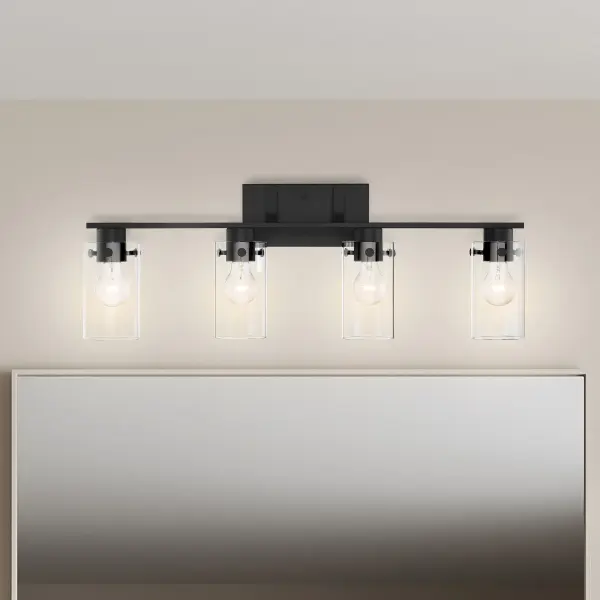 Sommerset 4-Light Vanity Fixture in Matte Black with Clear Glass - Image 7