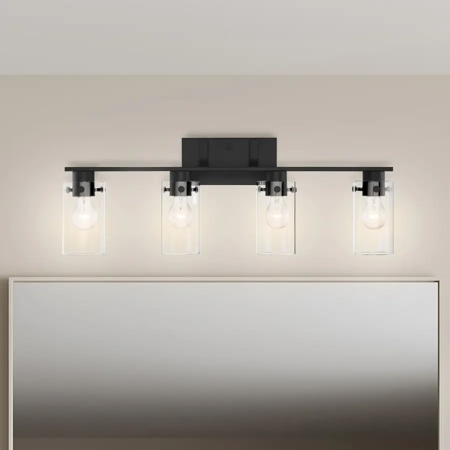 Sommerset 4-Light Vanity Fixture in Matte Black with Clear Glass - Image 7
