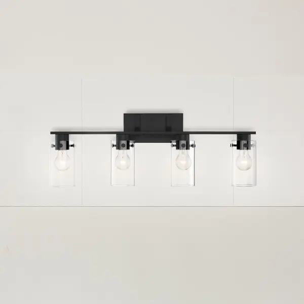 Sommerset 4-Light Vanity Fixture in Matte Black with Clear Glass - Image 9