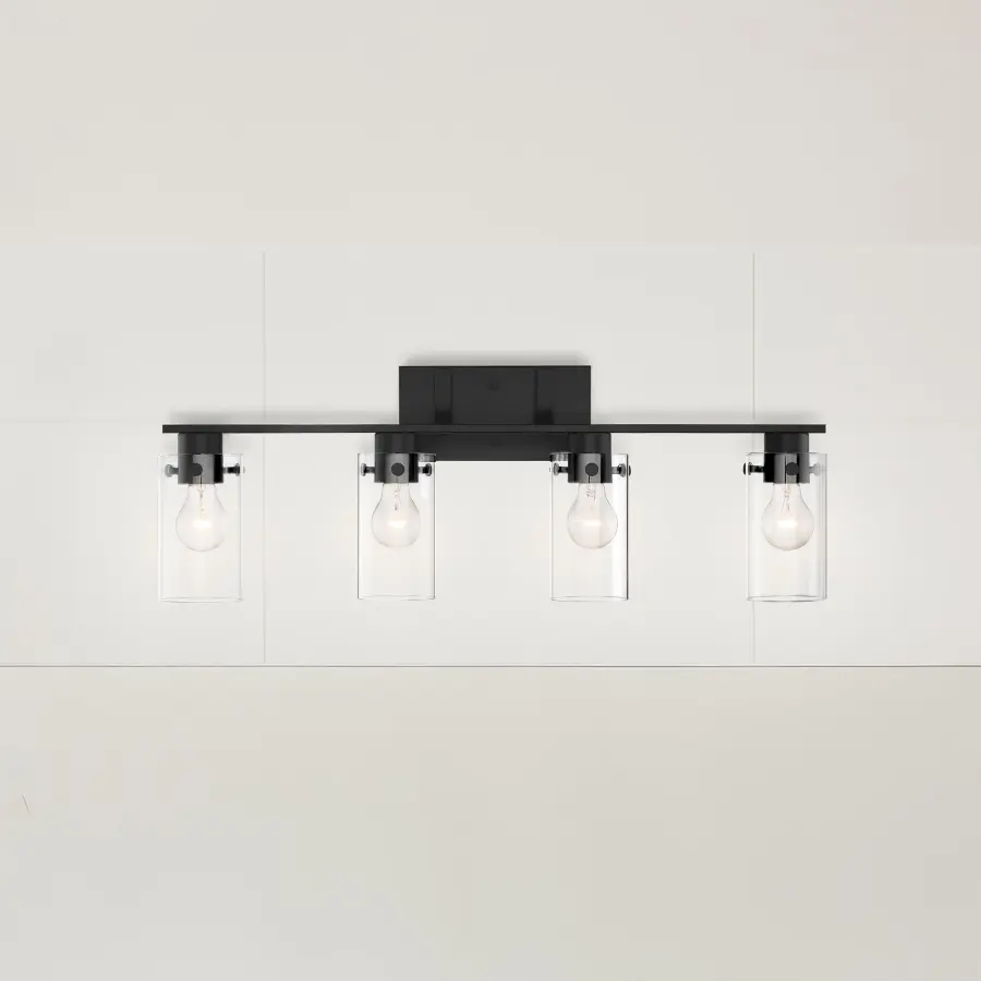 Sommerset 4-Light Vanity Fixture in Matte Black with Clear Glass - Image 9