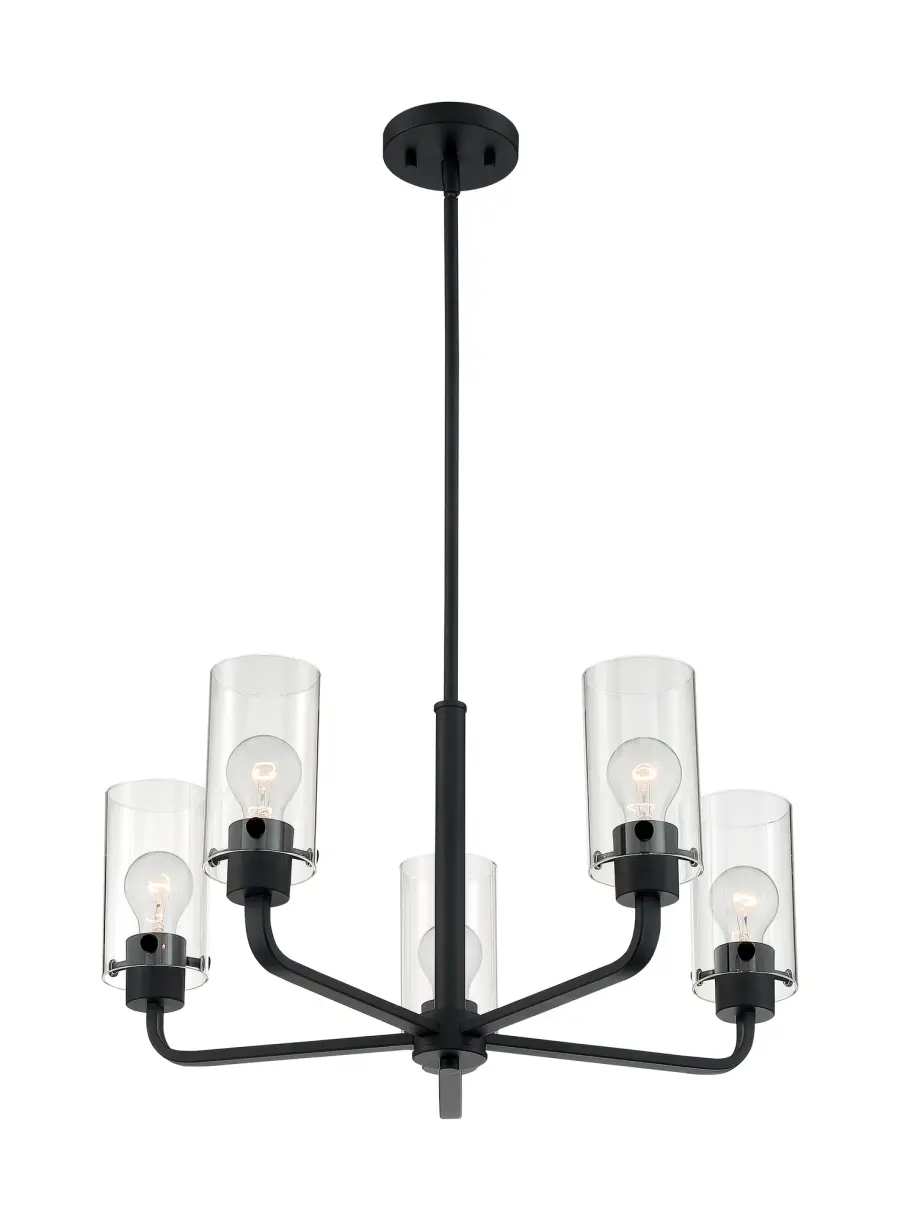 Sommerset 5-Light Chandelier in Matte Black with Clear Glass - Image 2
