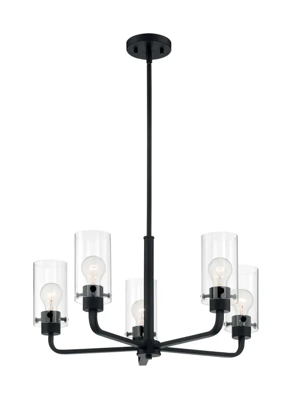 Sommerset 5-Light Chandelier in Matte Black with Clear Glass - Image 4
