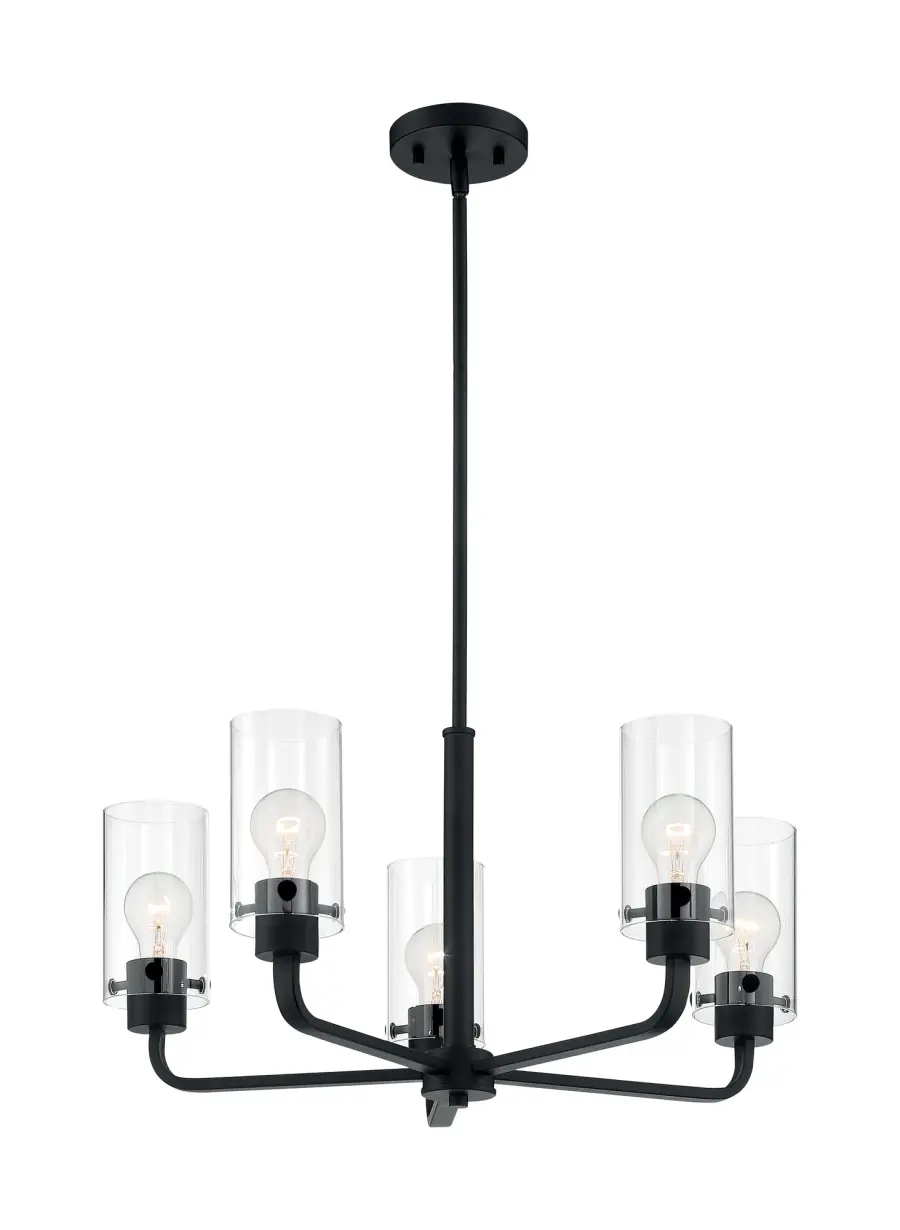 Sommerset 5-Light Chandelier in Matte Black with Clear Glass - Image 4
