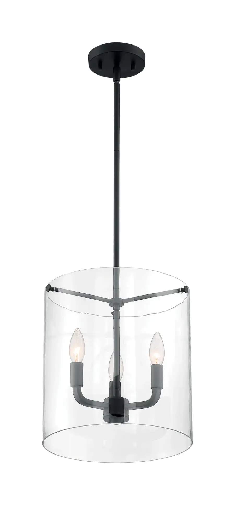 Sommerset 3-Light Pendant in Matte Black with Clear Glass - Image 1