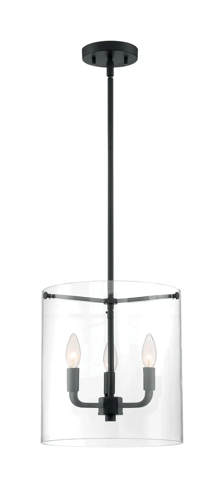 Sommerset 3-Light Pendant in Matte Black with Clear Glass - Image 3