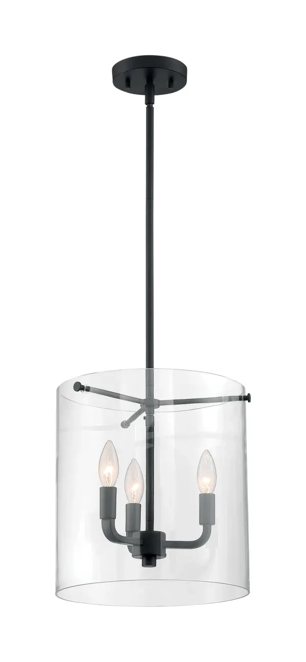 Sommerset 3-Light Pendant in Matte Black with Clear Glass - Image 4