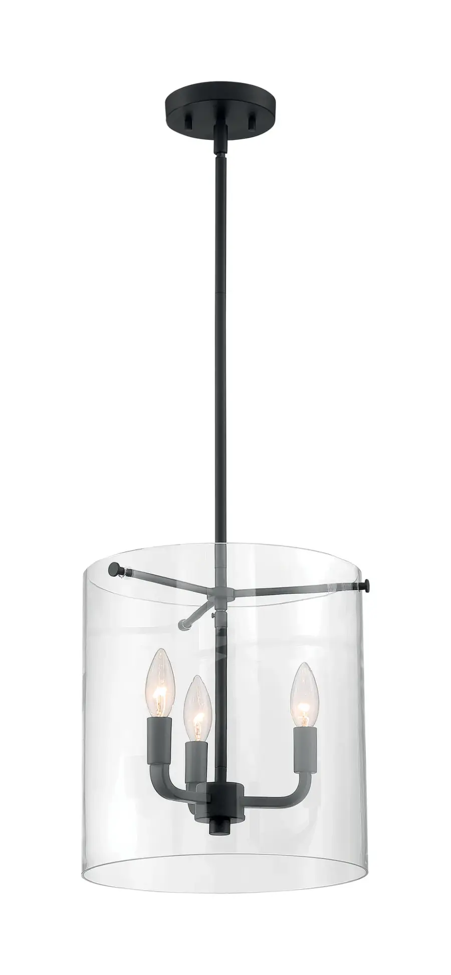 Sommerset 3-Light Pendant in Matte Black with Clear Glass - Image 4