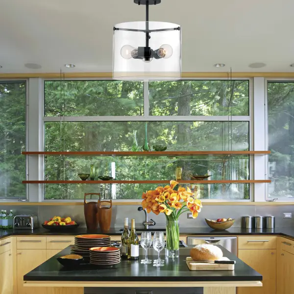 Sommerset 3-Light Semi-Flush Mount in Matte Black with Clear Glass - Image 5
