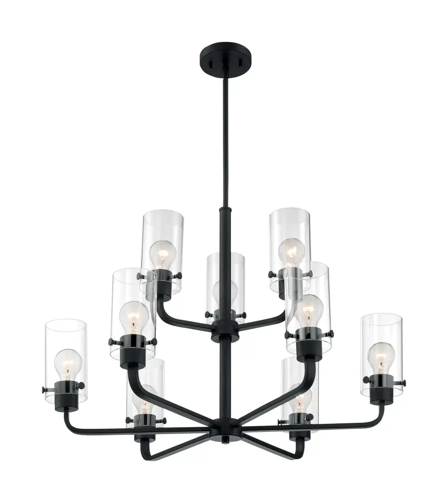 Sommerset 9-Light Chandelier in Matte Black with Clear Glass - Image 2
