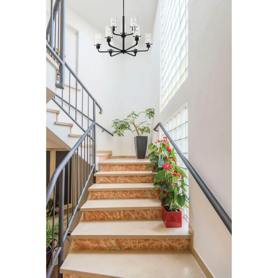 Sommerset 9-Light Chandelier in Matte Black with Clear Glass - Image 5