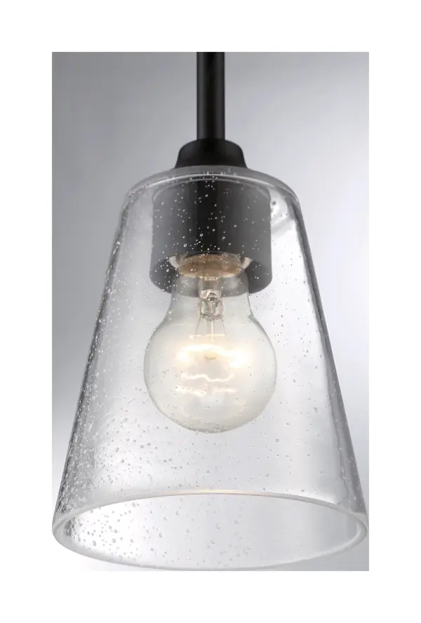 Bransel Mini Pendant - Matte Black with Clear Seeded Glass - Image 3