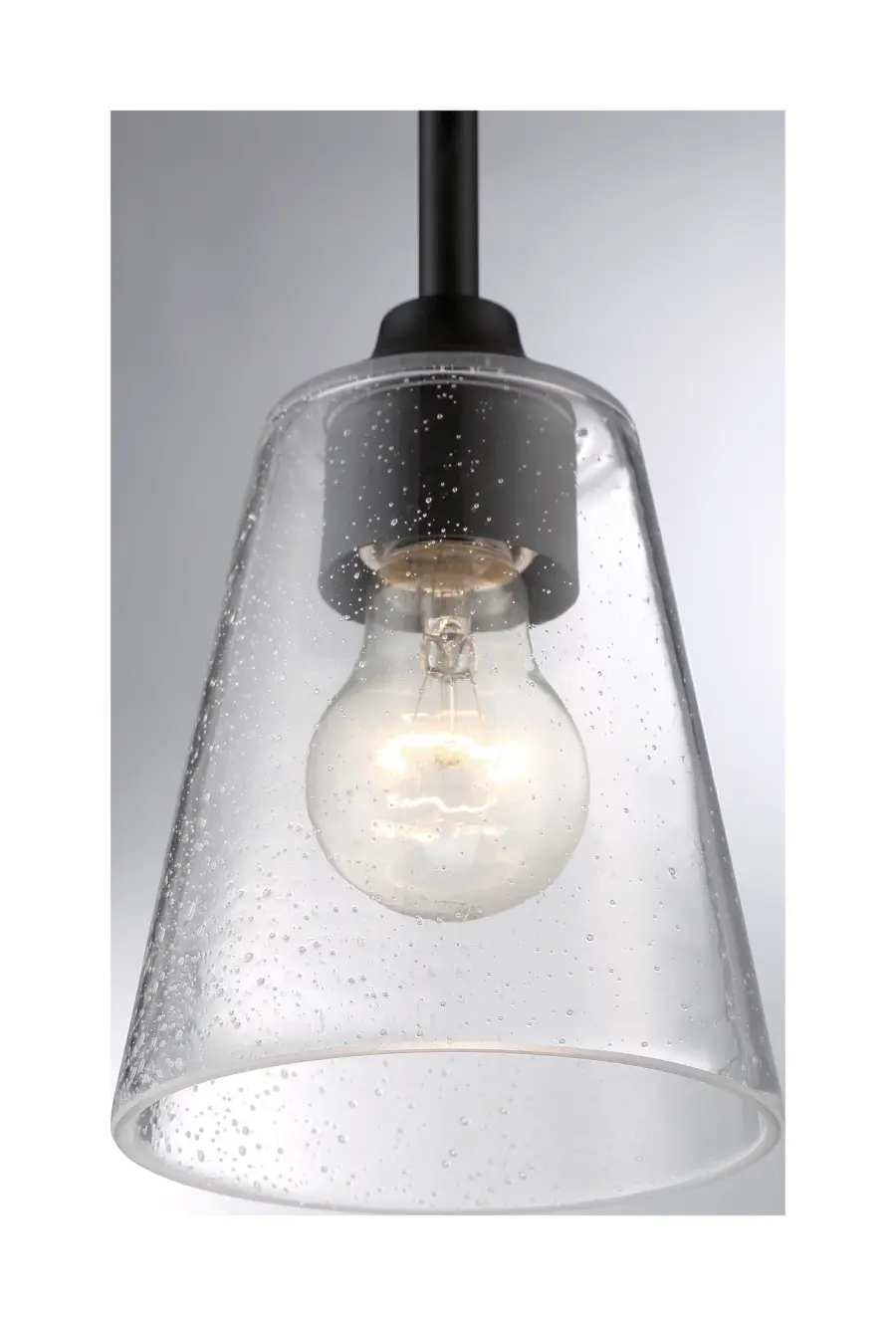 Bransel Mini Pendant - Matte Black with Clear Seeded Glass - Image 3