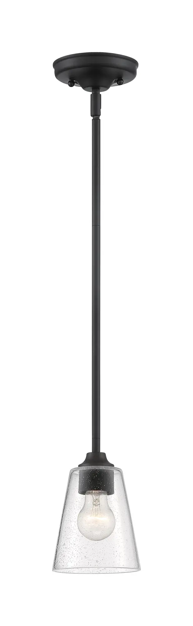 Bransel Mini Pendant - Matte Black with Clear Seeded Glass - Image 4