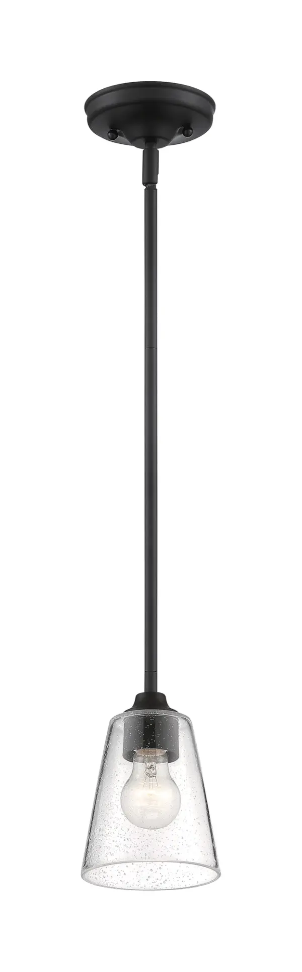 Bransel Mini Pendant - Matte Black with Clear Seeded Glass - Image 5