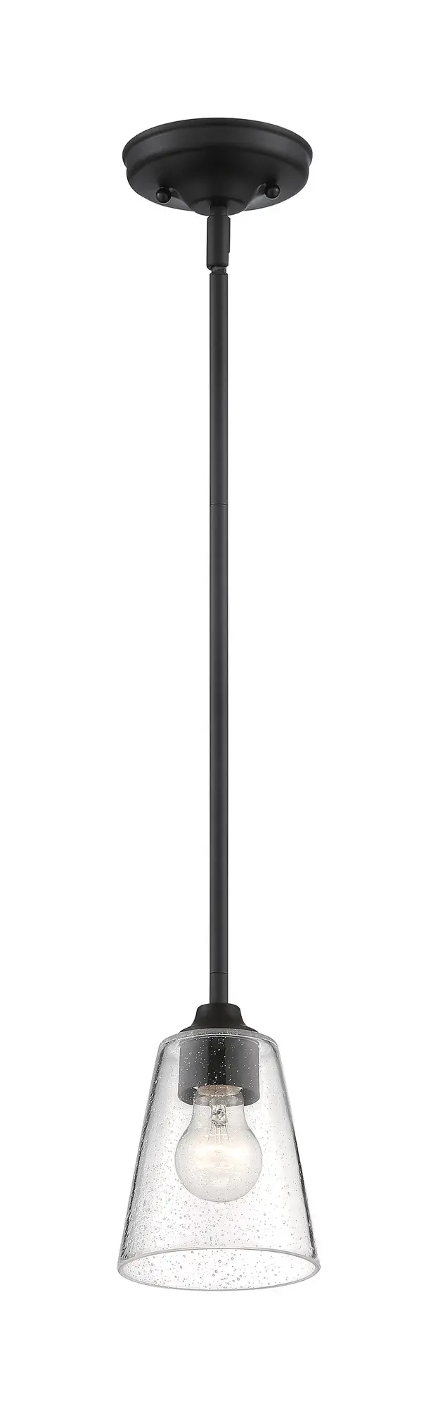 Bransel Mini Pendant - Matte Black with Clear Seeded Glass - Image 5
