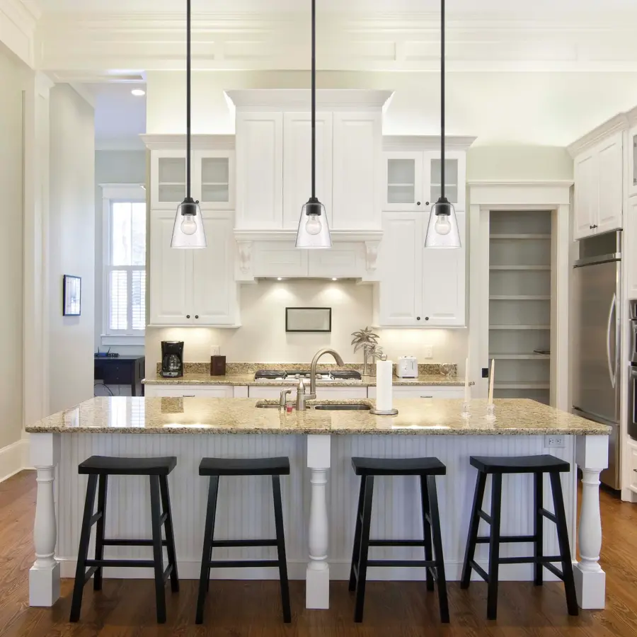Bransel Mini Pendant - Matte Black with Clear Seeded Glass - Image 6