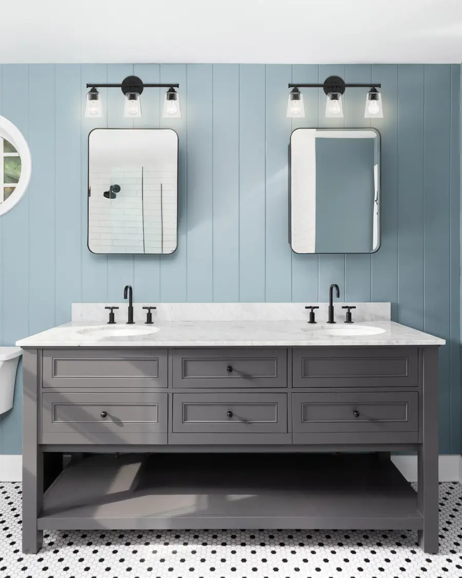 Bransel 3-Light Vanity Fixture in Matte Black with Clear Seeded Glass - Image 6