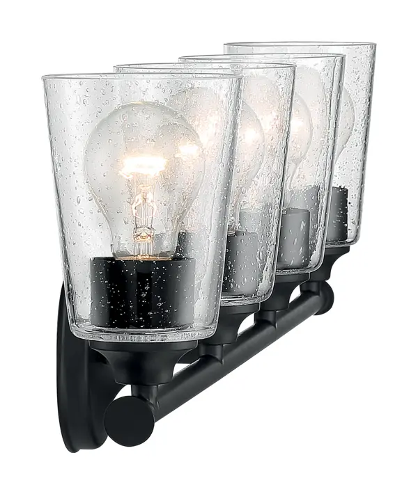 Bransel 4-Light Vanity Fixture in Matte Black with Clear Seeded Glass - Image 4