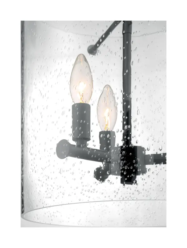 Bransel 3-Light Pendant in Matte Black with Clear Seeded Glass - Image 3