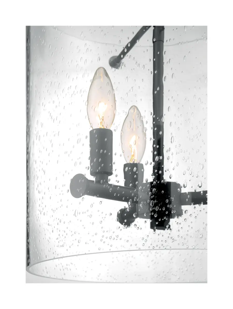Bransel 3-Light Pendant in Matte Black with Clear Seeded Glass - Image 3