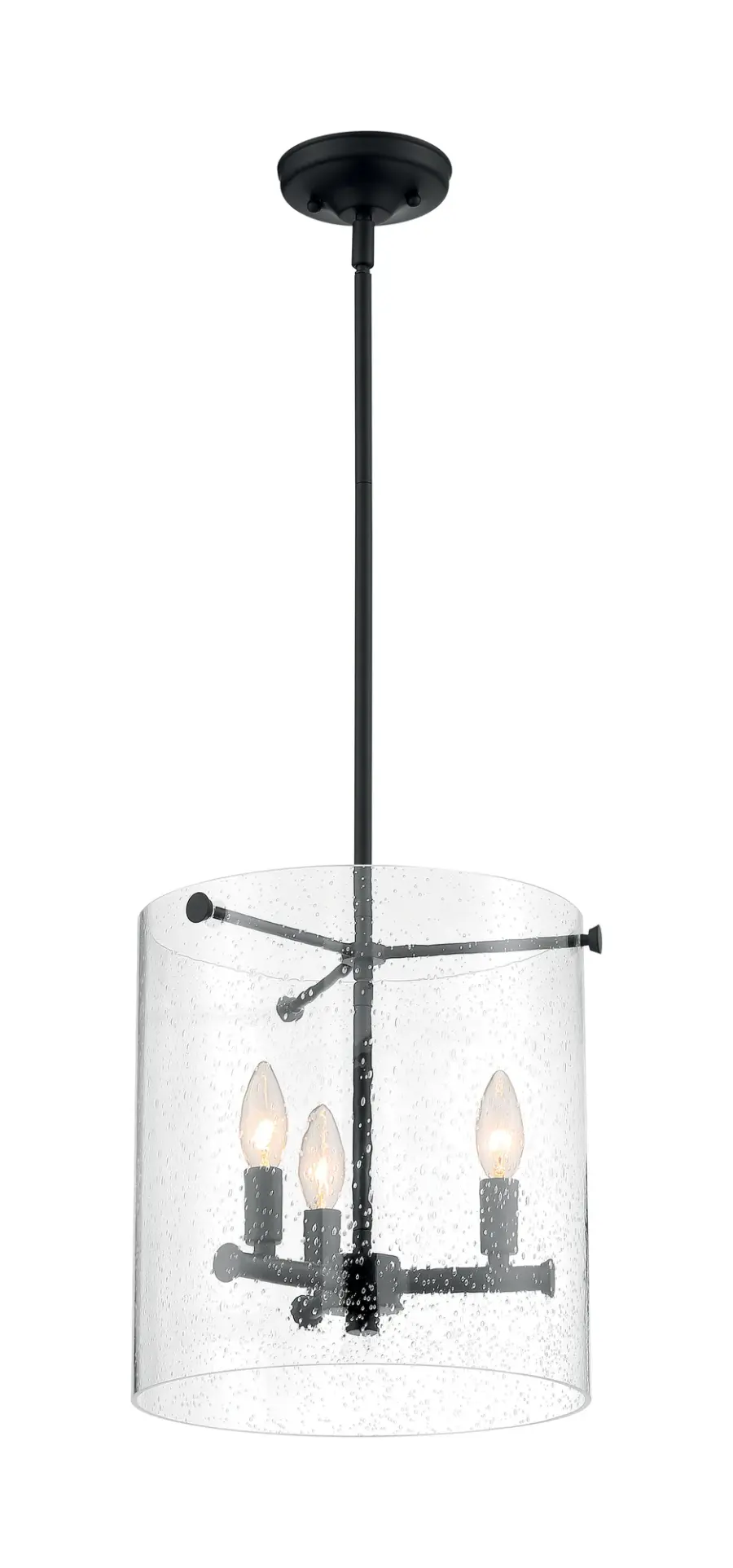 Bransel 3-Light Pendant in Matte Black with Clear Seeded Glass - Image 5