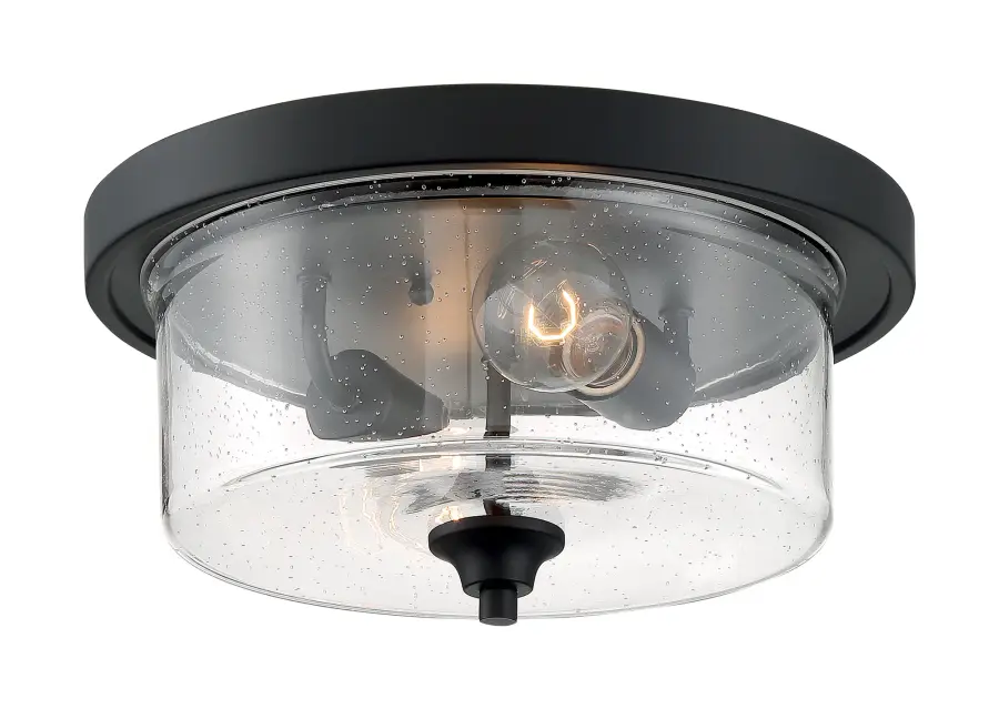 Bransel 2-Light Flush Mount in Matte Black with Clear Seeded Glass - Image 4