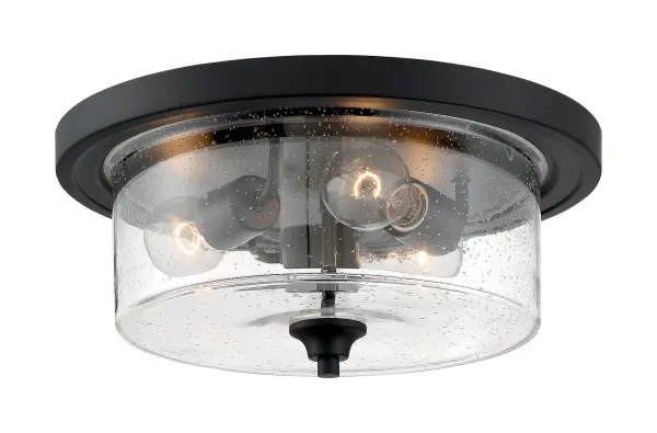 Bransel 3-Light Flush Mount in Matte Black with Clear Seeded Glass - Image 4