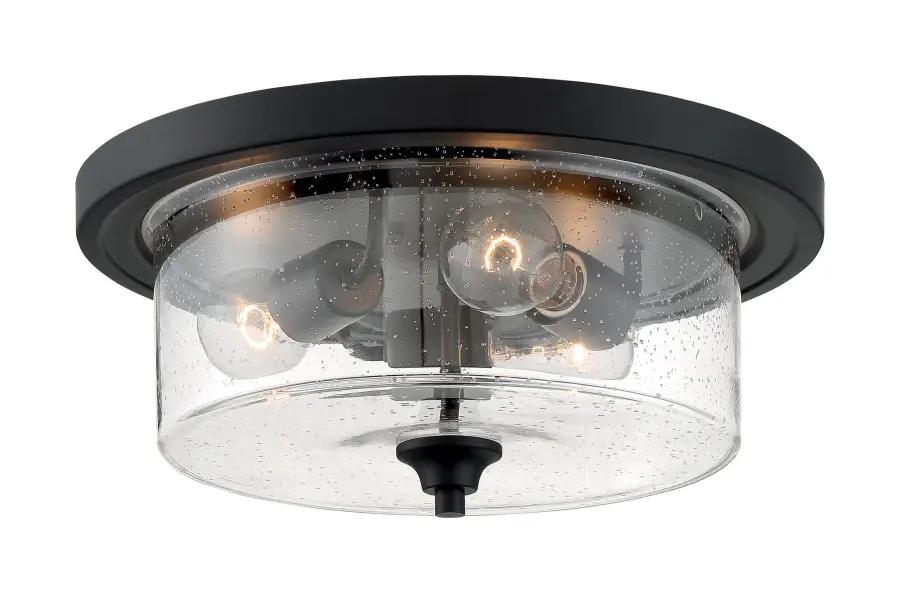 Bransel 3-Light Flush Mount in Matte Black with Clear Seeded Glass - Image 4