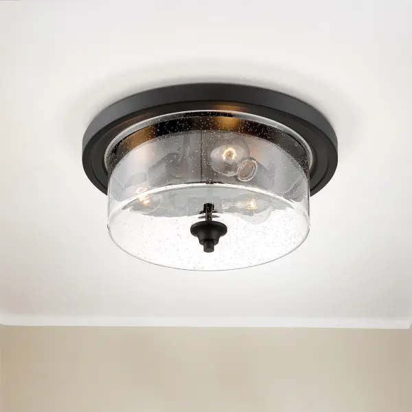 Bransel 3-Light Flush Mount in Matte Black with Clear Seeded Glass - Image 7