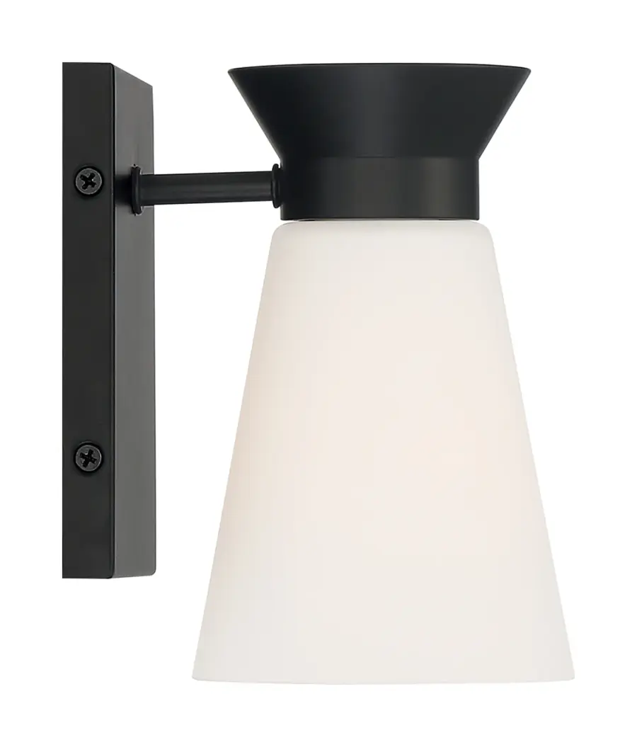Caleta 1-Light Wall Sconce - Black with Frosted Glass - Image 4