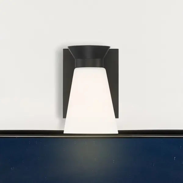 Caleta 1-Light Wall Sconce - Black with Frosted Glass - Image 6