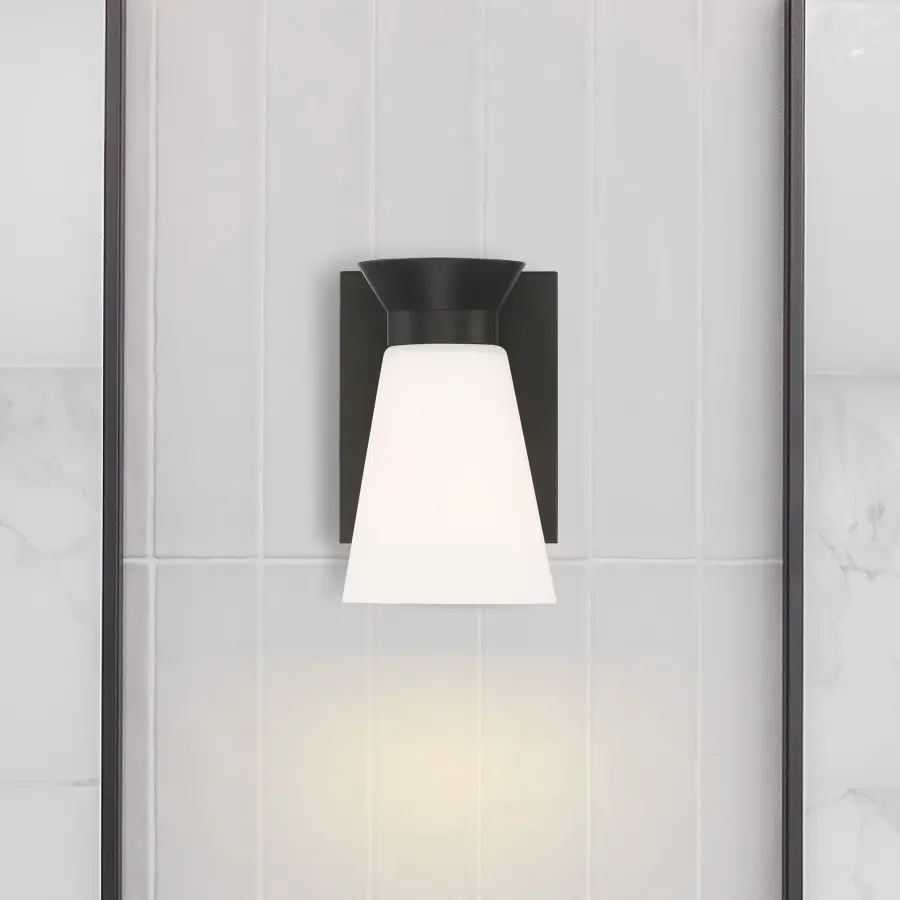 Caleta 1-Light Wall Sconce - Black with Frosted Glass - Image 8